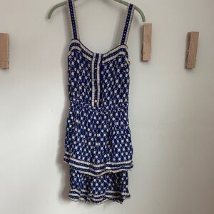 Anthropologie Maeve Navy and Cream Floral Dress